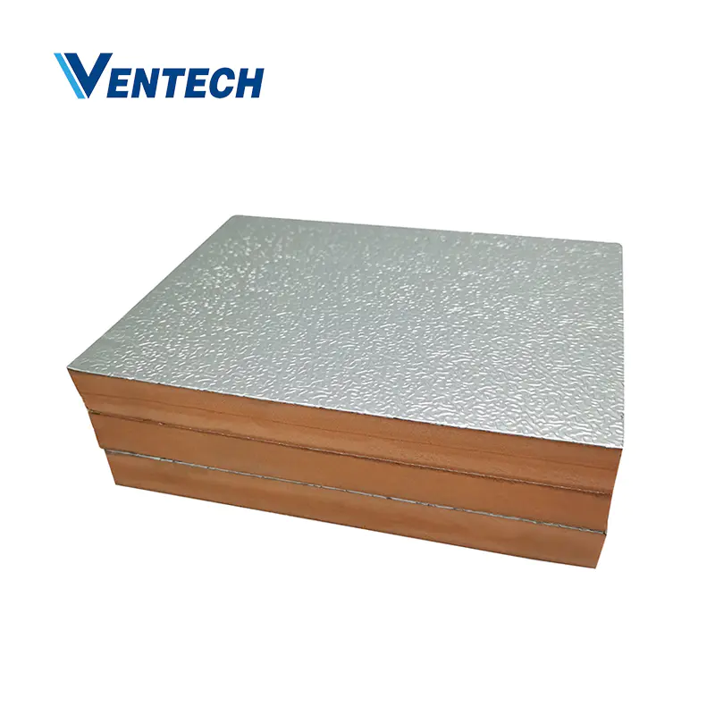wall/roof covering insulation aluminum foil fiber glass fabric phenolic pre-insulated air duct panel