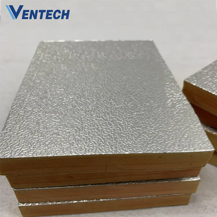 Fireproof aluminum foil phenolic foam board pu/polyurethane pre-insulated duct panel  for HVAC air duct