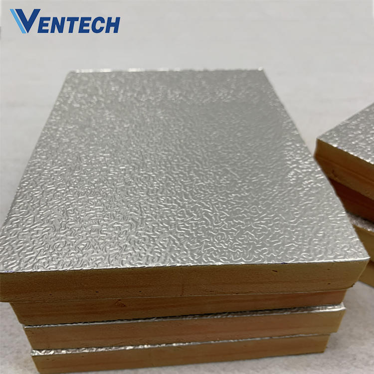 Fireproof aluminum foil phenolic foam board  pu foam pre-insulated duct pid polyurethane panel for HVAC air duct