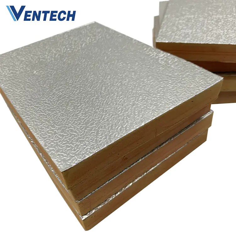Fireproof aluminum foil phenolic foam board  pu foam pre-insulated duct pid polyurethane panel for HVAC air duct