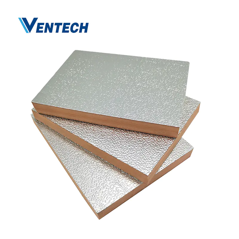 waterproof fireproof phenolic pre-insulated  pir air duct panel phenolic sheet foam