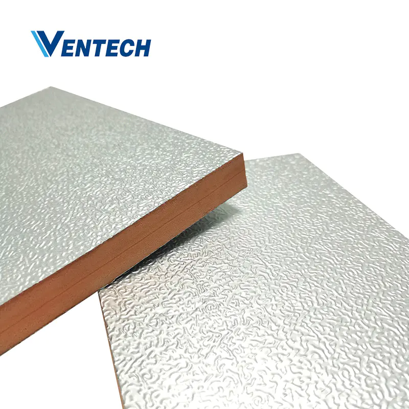 waterproof fireproof phenolic pre-insulated  pir air duct panel phenolic sheet foam