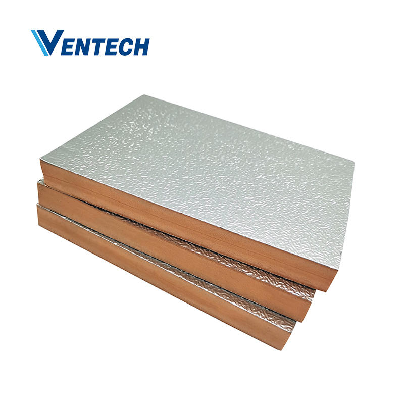 construction wall fireproof pre insulated pir air panel aluminum foil duct sheet board thermal insulation phenolic pf foam