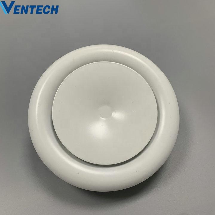 Hvac ceiling mounted ventilation exhaust and supply air disc valve diffuser for rest room