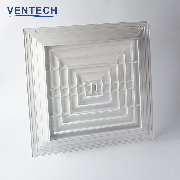 hvac square exhaust air outlet Air Duct Fittings Aluminum Square Ceiling Diffuser grille ral9016