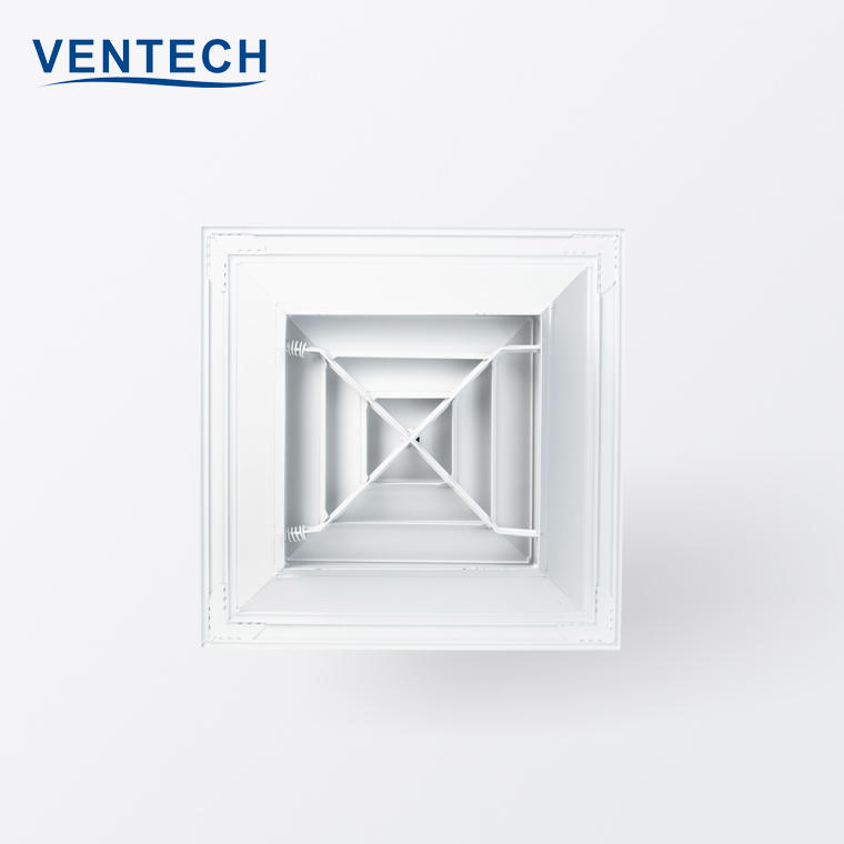 Hvac air duct work ceiling vent back X structure 4 way square air diffuser