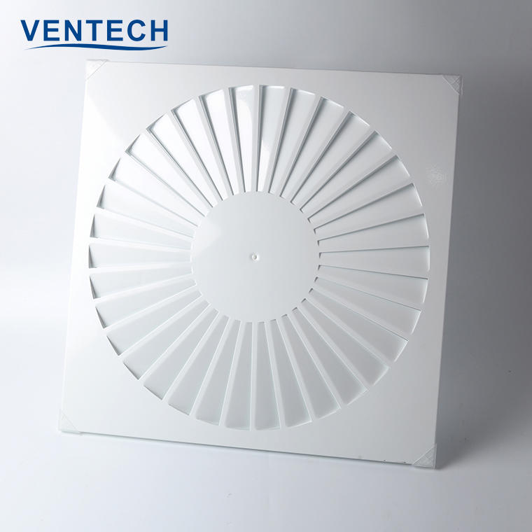 Hvac System Adjustable Air Vent Exhaust Ceiling Square Swirl Diffuser For Ventilation