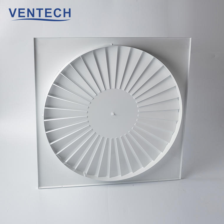 Hvac System Adjustable Air Vent Exhaust Ceiling Square Swirl Diffuser For Ventilation