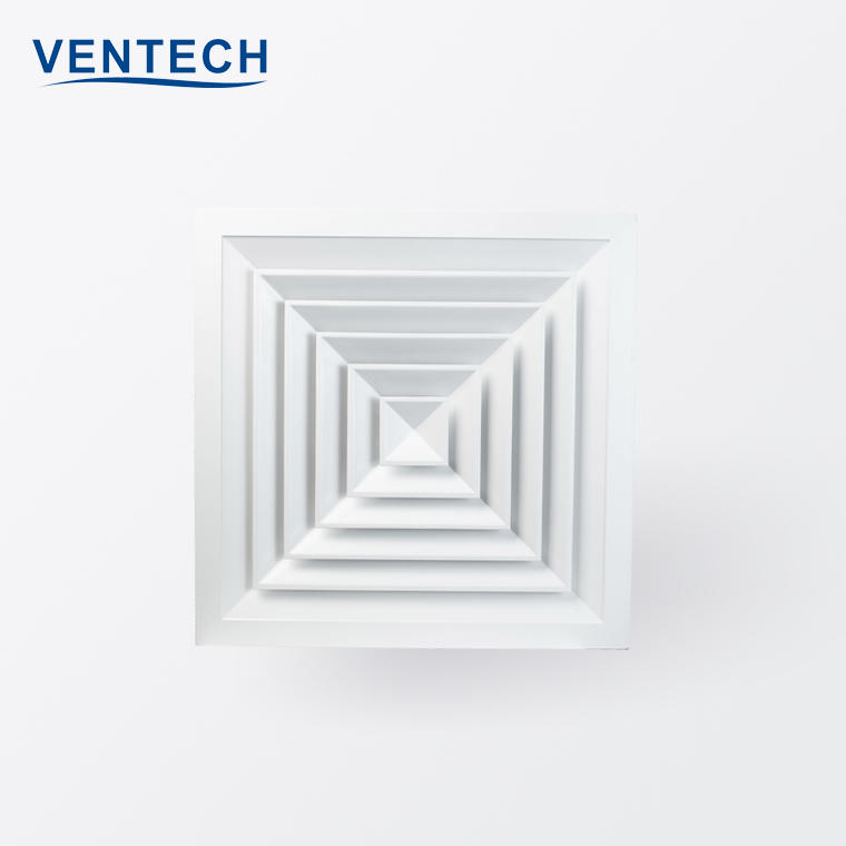 Hvac System Exhaust Conditioning Ventech Aluminum Air Ventilation Havc 4ways Square Ceiling Air Duct Diffusers