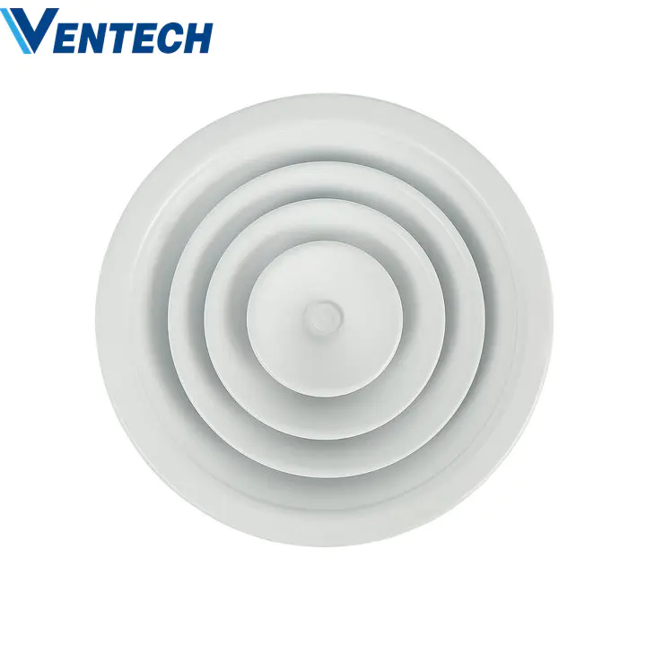 Hvac Supply Air Duct Adjustable Round Ceiling Diffuser With Plastic Damper
