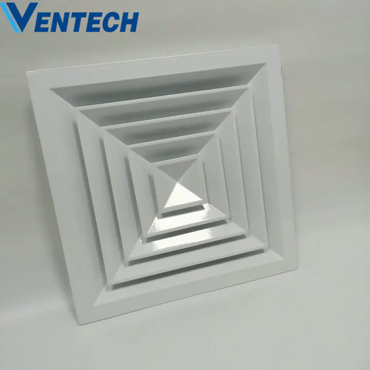 Hvac Abs Square Ceiling Vent Adjustable Multi-directional Air Outlet