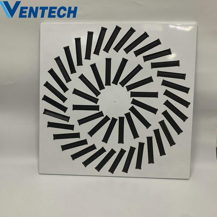 Hvac Air Ventilation Air Conditioner Aluminum Square Swirl Diffuser With Adjustable Plastic Blades