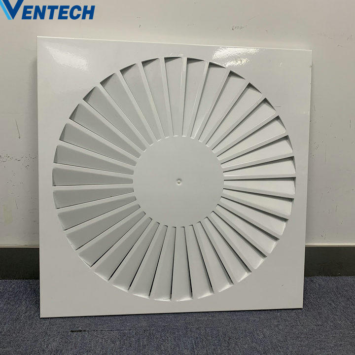 Australia Design Galvanized Steel 22 Fixed Angle Blades Swirl Air Ceiling Diffusers Air Grille Cover With Bolt Or Plenum Box