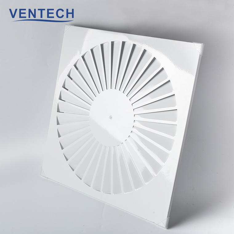 Australia Design Galvanized Steel 22 Fixed Angle Blades Swirl Air Ceiling Diffusers Air Grille Cover With Bolt Or Plenum Box