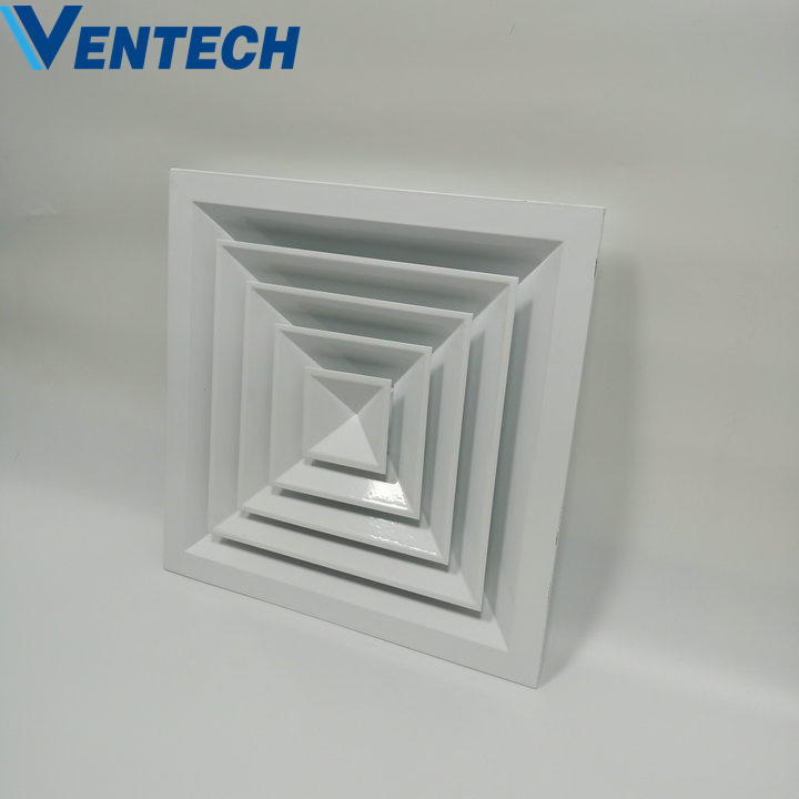 Hvac VENTEH Exhaust Aluminum White Power Coating Outlet Air Conditioning Square Ceiling Air Duct Diffuser
