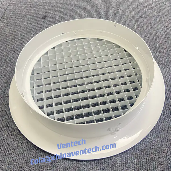 HVAC SYSTEM Air Duct Mounting Round Shape White  Egg Crate  Grille for Ventilation