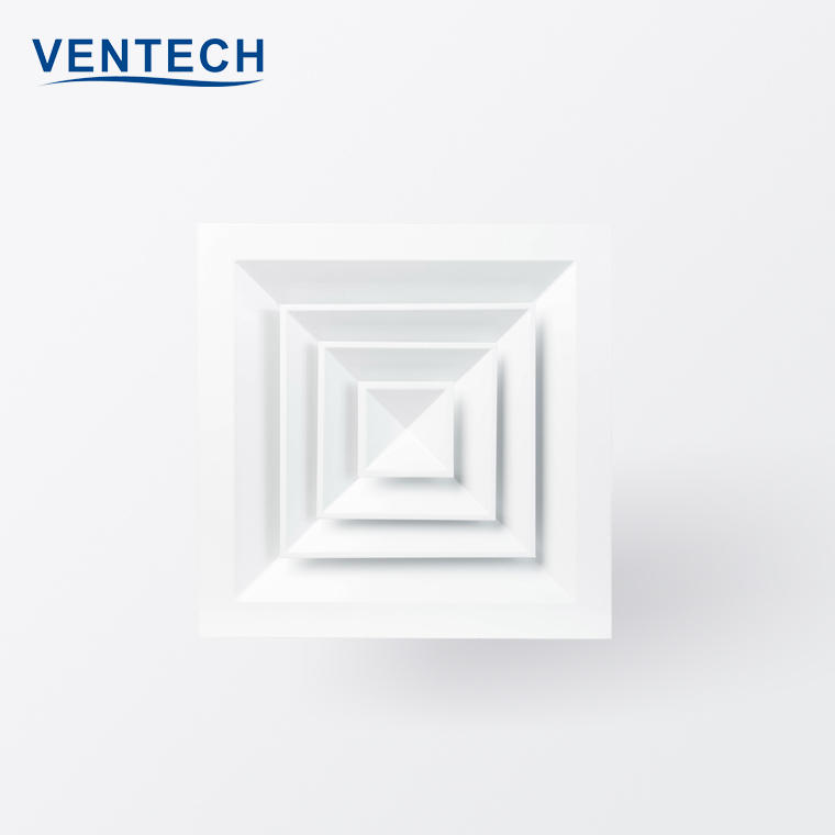 VENTECH High quality Ac conditioner air outlets ceiling 4 way square diffuser air diffuser For Air Conditioners