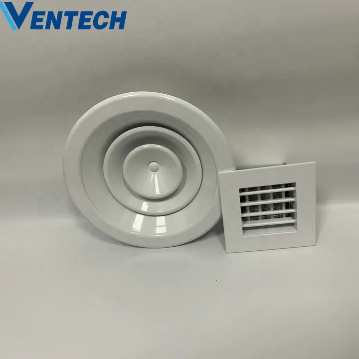 Hvac System With Damper Anodized Vent Deflectors Plastic Round High Ceiling Air Diffuser Parts