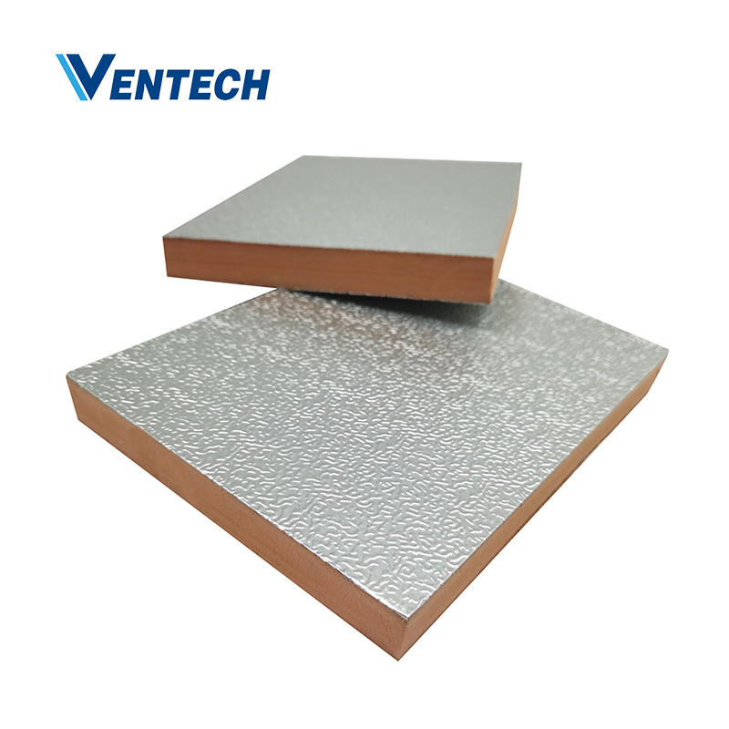 HVAC double - sided aluminum pir pre-insulated duct panel material of insulation and fireproof board