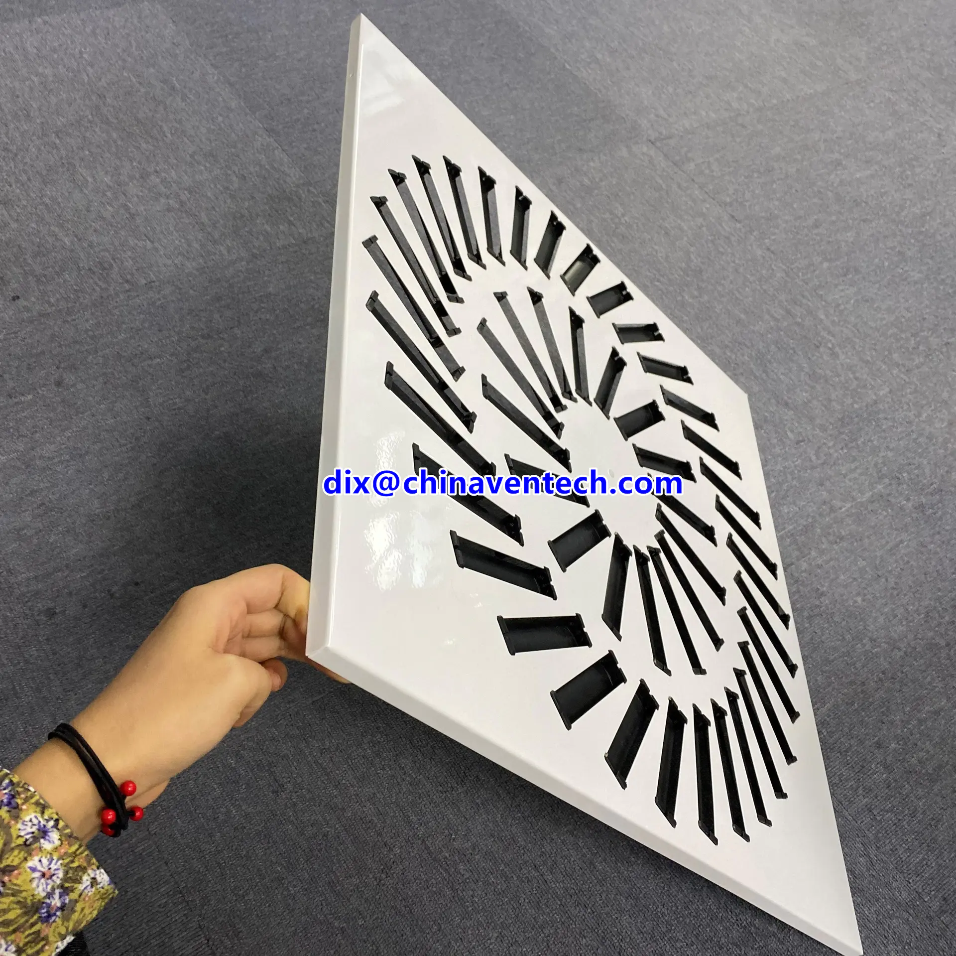 Hvac ceiling pattern fresh air ventilation GI sheet square swirl diffuser 600 x 600mm