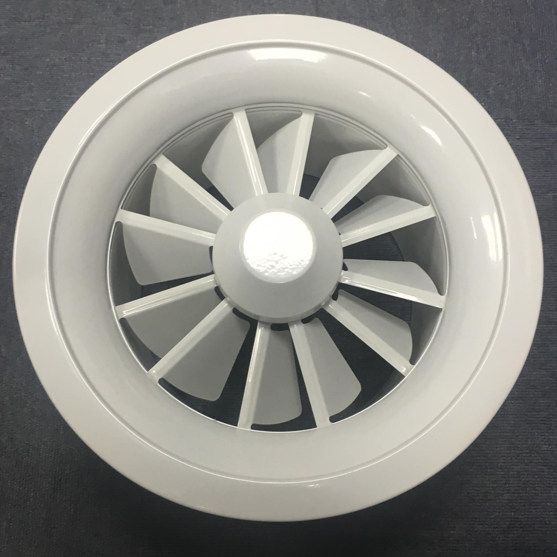 Hvac air duct working volume control damper round swirl diffuser with fixed blades