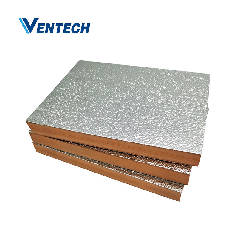 factory product wall duct insulation pre insulated duct sheet board foam sandwich insulated duct pir air panel