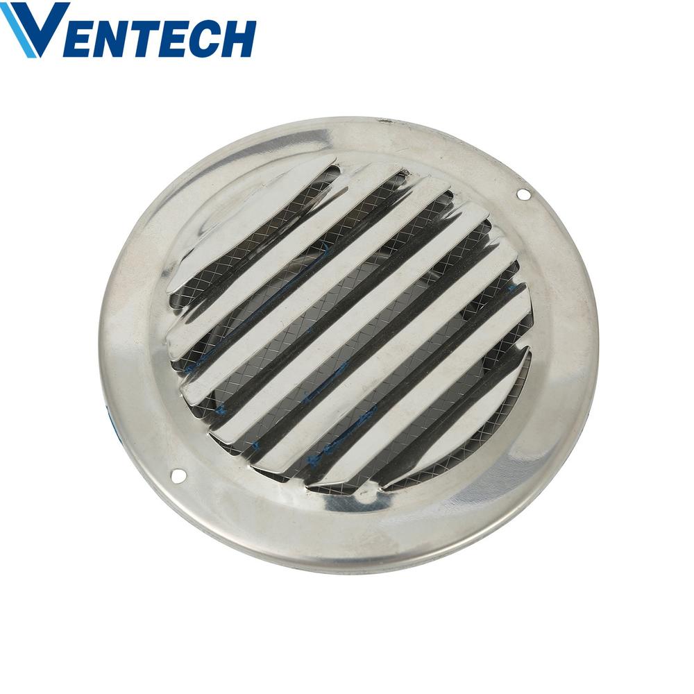 Hvac Wall Ventilation Exhaust Air Conditioner Adjustable Vent Duct Louvers Stainless Steel Round Waterproof Weather Louvers