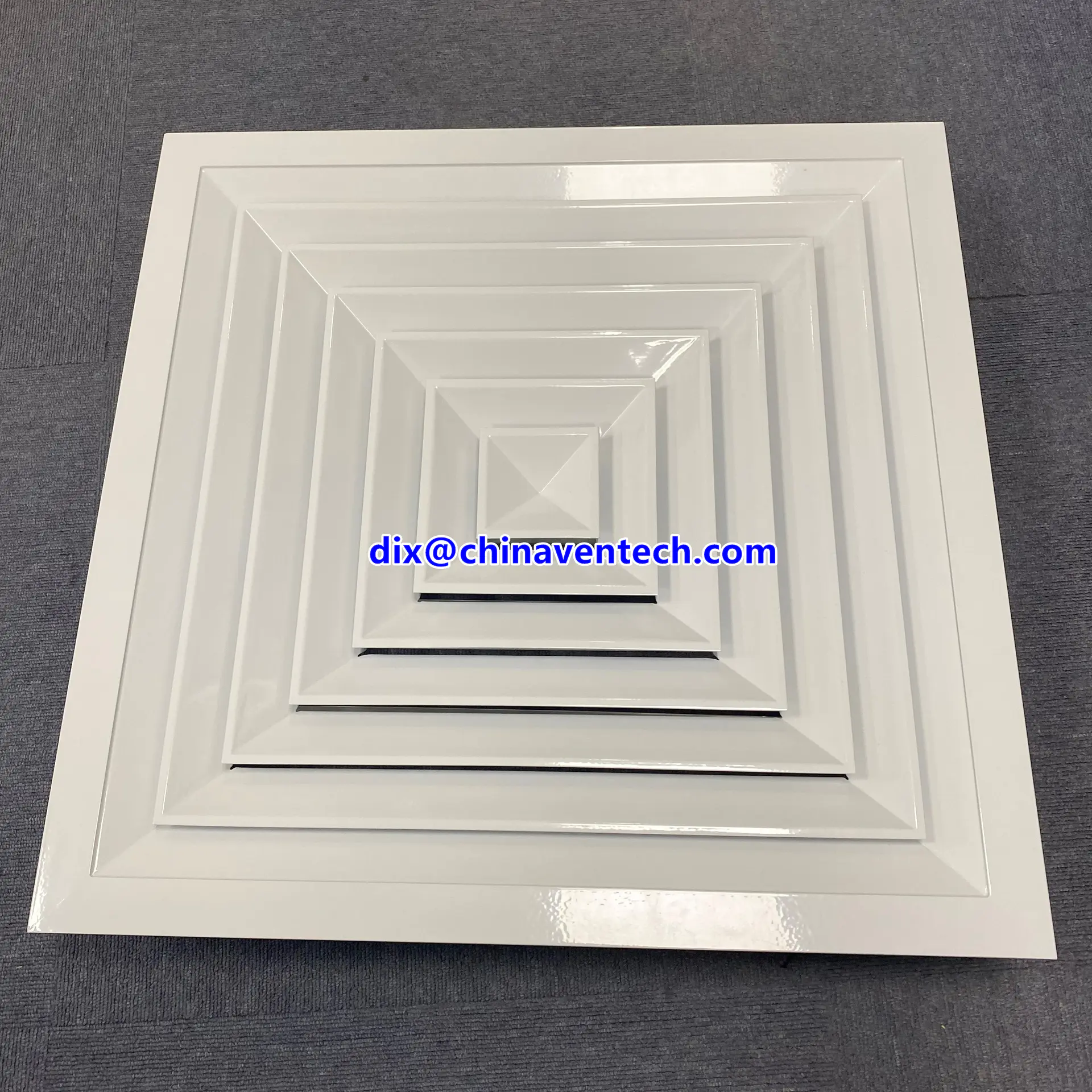 Hvac ceiling grilles square neck size 4 way supply air diffuser with damper