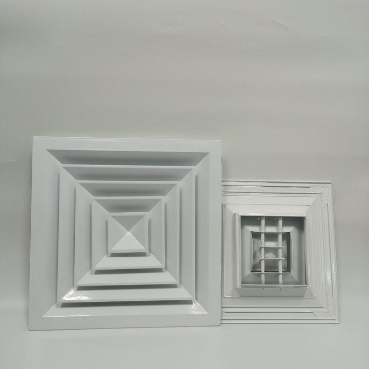 HVAC removable core design white color square ceiling tile ventilation 4 way diffuser