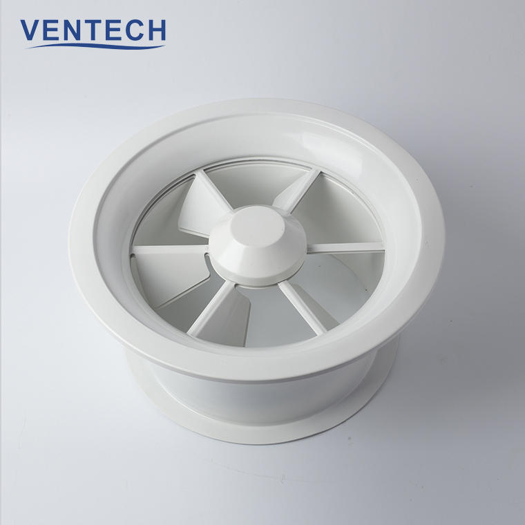Ventech Hvac System Adjustable Blades Sheet Panel Aluminium Ceiling Round Swirl Air Diffusers For Air Ventilation