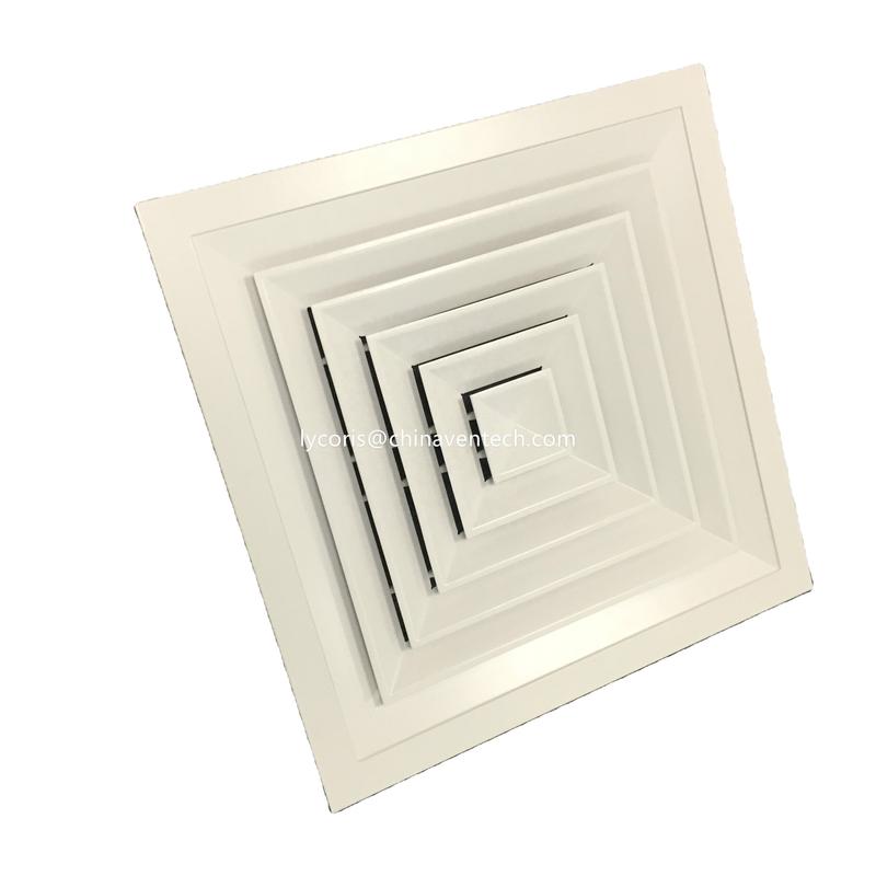 Hvac System VENTECH Exhaust Air Outlet Duct Aluminum Air Conditioning Square Ceiling Diffuser