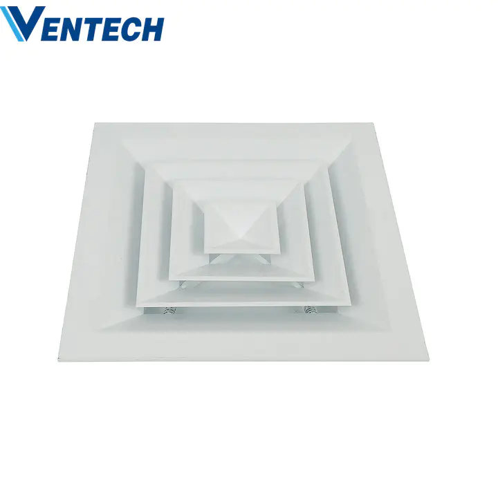 Hvac System VENTECH Exhaust Air Outlet Duct Aluminum Air Conditioning Square Ceiling Diffuser