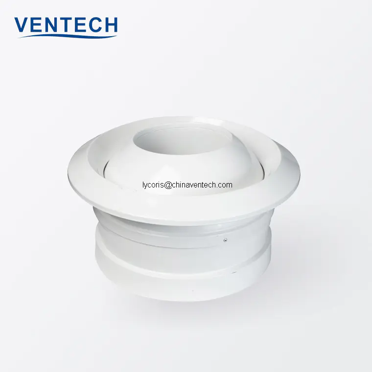Hvac System Exhaust White Aluminum Ventilation Supply Air Duct Ceiling Conditioning Ball Spout Jet Nozzle Diffuser