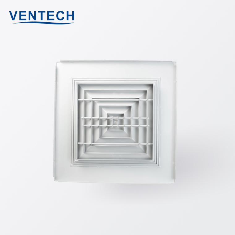VENTECH Hvac System Aluminium Exhaust Air Outlet Conditioning Square Air Duct Ceiling Diffuser