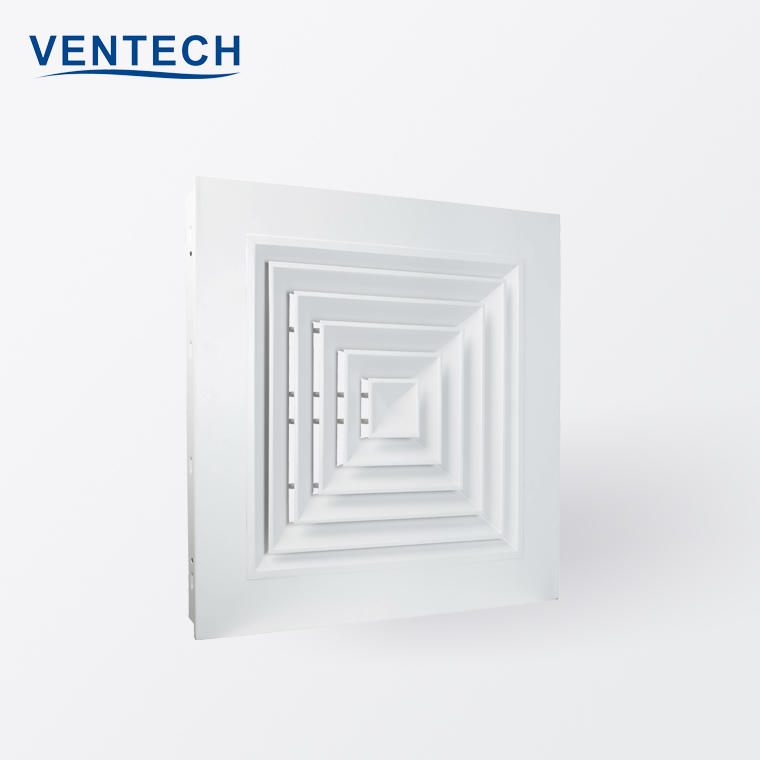 Hvac Diffuser Ventilation havc 4 Way Aluminum Square Ceiling Air Supply Diffusers 595x595 Face Size  With Obd Damper