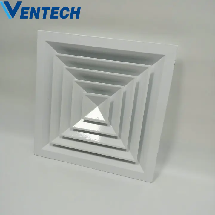 VENTECH Hvac System Aluminium Exhaust Air Outlet Duct Conditioning Square Ceiling Diffuser