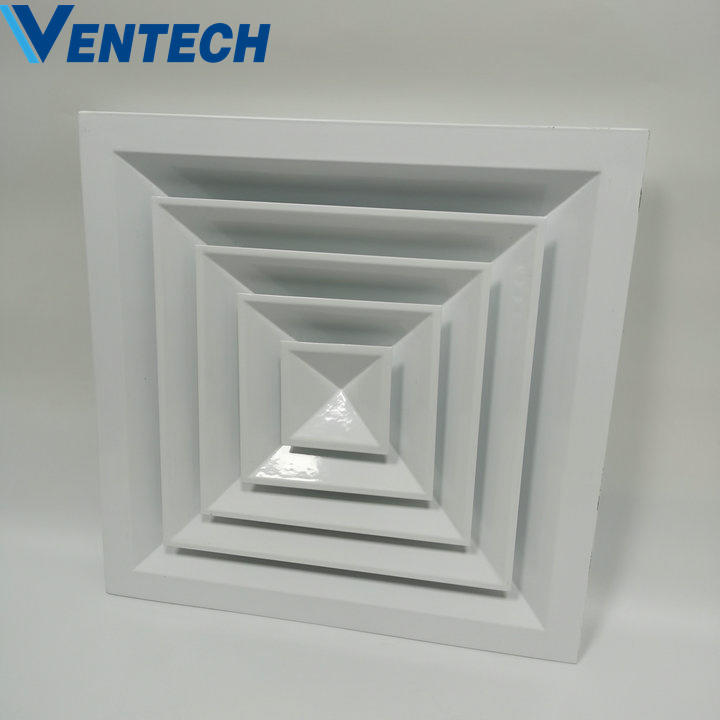VENTECH Hvac System Aluminium Exhaust Air Outlet Duct Conditioning Square Ceiling Diffuser