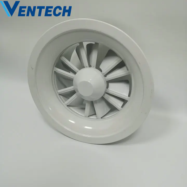 Ventilation Aluminum Round Adjustable Ceiling Circular Swirl Jet Diffuser For Hvac In Airport Side