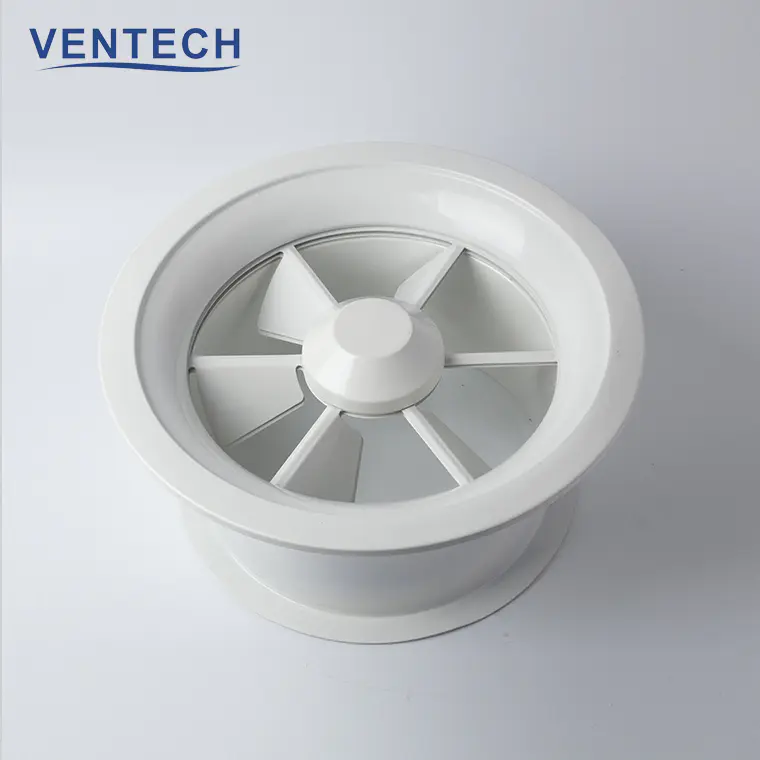 Hvac System Exhaust Grille Aluminum Swirl Air Metal Ceiling Round Adjustable Plaque Diffuser For Ventilation