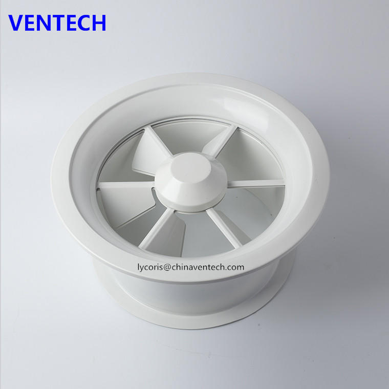 hot selling ceiling air diffuser aluminum swirl diffuser round shape adjustable blades white color grilles and diffuser
