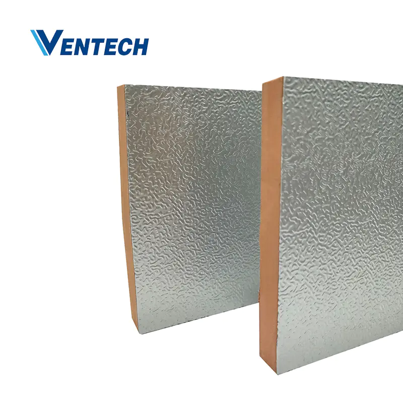 phenolic thermal pir air panel insulation pre-insulated duct sheet board coated black/white aluminum foil