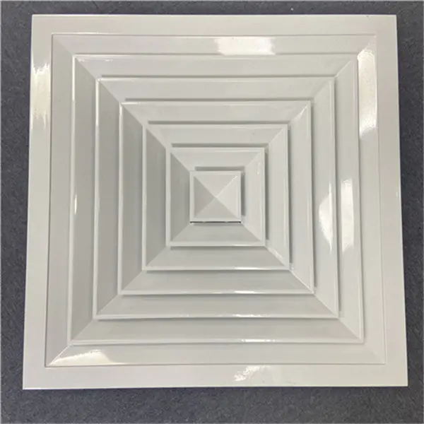 HVAC SYSTEM  White Color Air Ducting Supplying Air Square Neck Square Ceiling Diffuser  with Air Damper