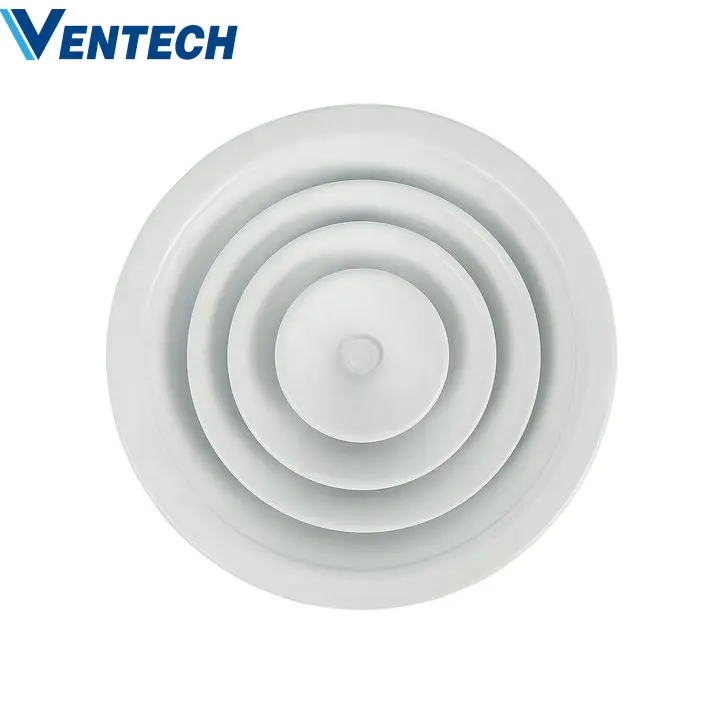Hvac air conditioner ventilation round ceiling adjustable air diffuser with damper