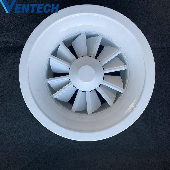 Hvac air conditioner ventilation round ceiling adjustable air diffuser with damper
