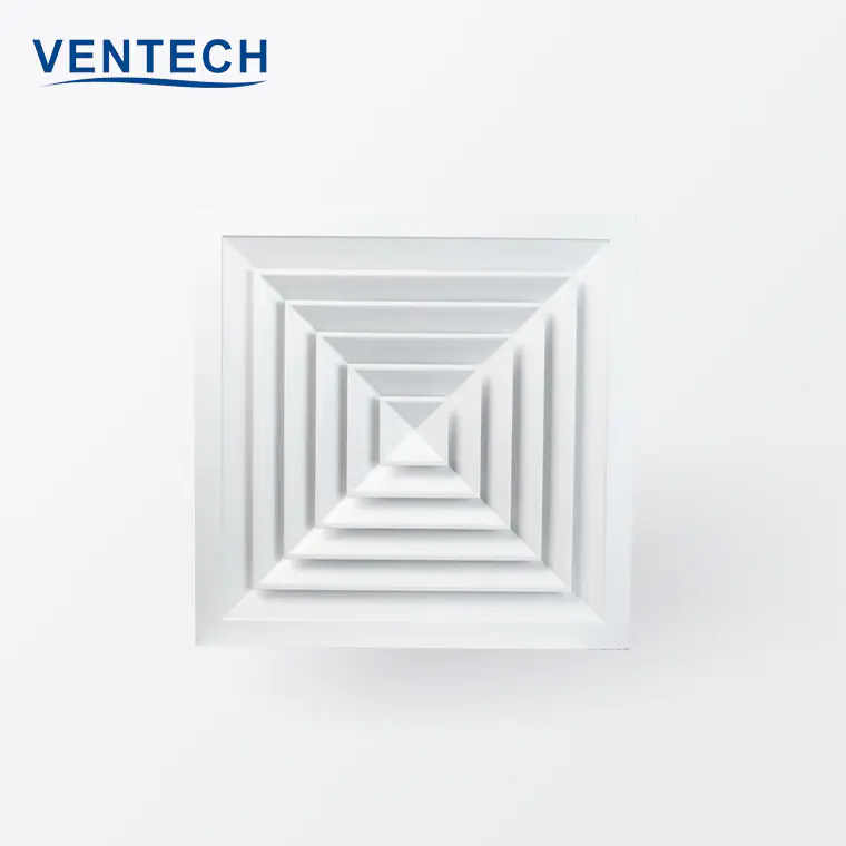 Hvac VENTECH Exhaust Outlet Ventilation Aluminum Square 4-way Supply Ceiling Air Duct Diffuser