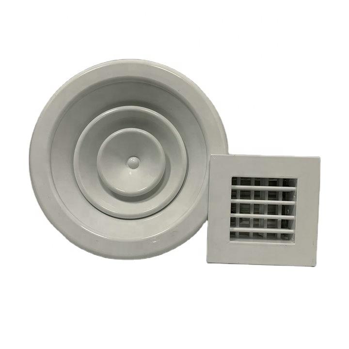 Hvac System Parts White Powder Coating Round Ceiling Air Vent Duct Conditioning Diffuser Damper For Ventilation