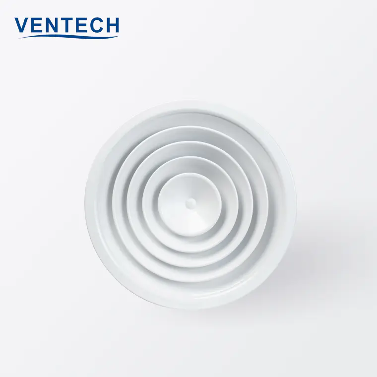 HVAC ceiling duct work ventilation supply air round ceiling diffuser with damper