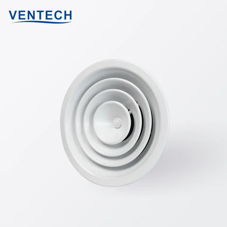 HVAC ceiling duct work ventilation supply air round ceiling diffuser with damper