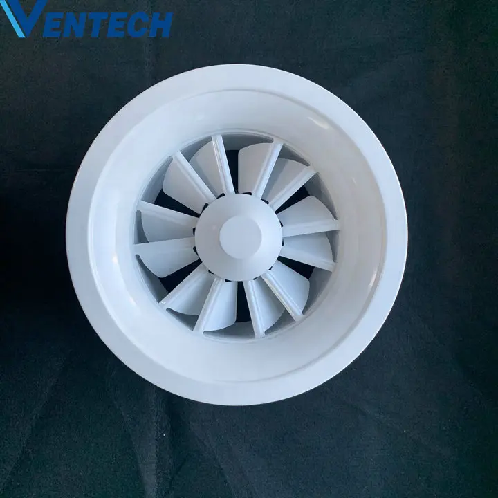Hvac System Aluminum Supply Air Duct Diffuser Round Swirl Diffusers With Adjustable Blades