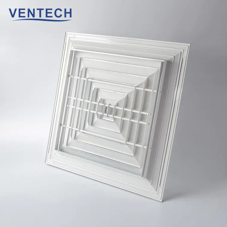 VENTECH Hvac System Exhaust Square Conditioning Outlet Aluminium Ceiling Air Duct Diffuser
